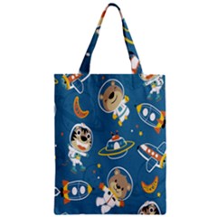 Seamless-pattern-funny-astronaut-outer-space-transportation Zipper Classic Tote Bag by Simbadda