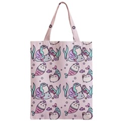 Cartoon Cat Cute Animal Kawaii Pastel Pattern Zipper Classic Tote Bag by Ndabl3x