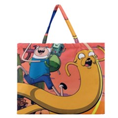 Finn And Jake Adventure Time Bmo Cartoon Zipper Large Tote Bag by Bedest