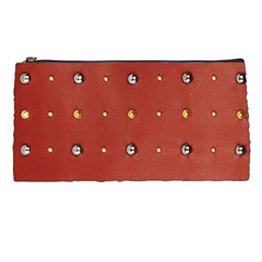 Studded Faux Leather Red Pencil Case by artattack4all