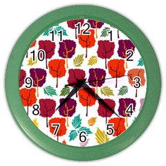 Tree Pattern Background Color Wall Clocks by Amaryn4rt
