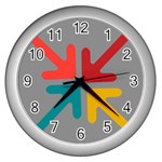Arrows Center Inside Middle Wall Clocks (Silver)  Front