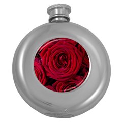 Roses Flowers Red Forest Bloom Round Hip Flask (5 Oz) by Amaryn4rt