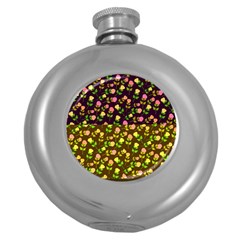 Flowers Roses Floral Flowery Round Hip Flask (5 Oz) by Amaryn4rt