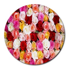 Rose Color Beautiful Flowers Round Mousepads by Amaryn4rt