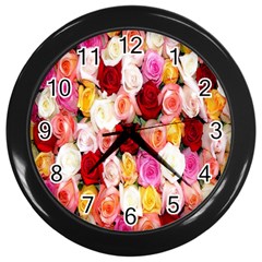 Rose Color Beautiful Flowers Wall Clocks (black) by Amaryn4rt