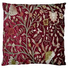 Crewel Fabric Tree Of Life Maroon Large Cushion Case (one Side) by Amaryn4rt