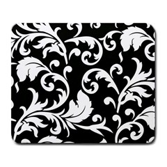 Vector Classical Traditional Black And White Floral Patterns Large Mousepads by Amaryn4rt