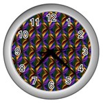 Seamless Prismatic Line Art Pattern Wall Clocks (Silver)  Front