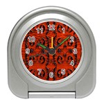 3d Metal Pattern On Wood Travel Alarm Clocks Front