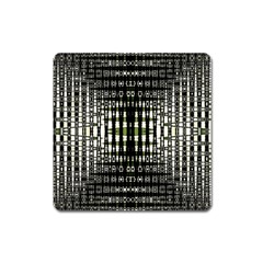 Interwoven Grid Pattern In Green Square Magnet