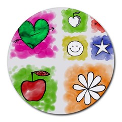 A Set Of Watercolour Icons Round Mousepads by Amaryn4rt