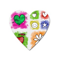 A Set Of Watercolour Icons Heart Magnet by Amaryn4rt