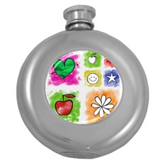 A Set Of Watercolour Icons Round Hip Flask (5 Oz) by Amaryn4rt