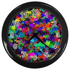 Flowersfloral Star Rainbow Wall Clocks (black) by Mariart