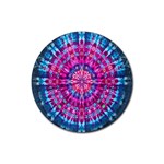 Red Blue Tie Dye Kaleidoscope Opaque Color Circle Rubber Round Coaster (4 pack)  Front