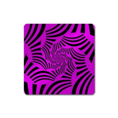 Black Spral Stripes Pink Square Magnet