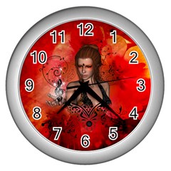 The Fairy Of Music Wall Clock (silver) by FantasyWorld7