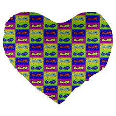 Cartoon Style Marine Life Motif Pattern Large 19  Premium Heart Shape Cushions by dflcprints