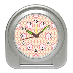 Floral Design Seamless Wallpaper Travel Alarm Clock by HermanTelo