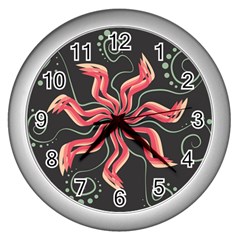 Flower Abstract Wall Clock (silver) by HermanTelo