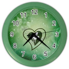 Music, Piano On A Heart Color Wall Clock by FantasyWorld7
