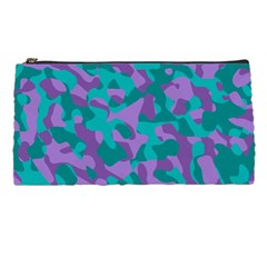Purple And Teal Camouflage Pattern Pencil Case by SpinnyChairDesigns