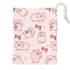 Pig Cartoon Background Pattern Drawstring Pouch (4xl) by Sudhe