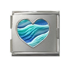 Pastel Beach Wave I Mega Link Heart Italian Charm (18mm) by GardenOfOphir