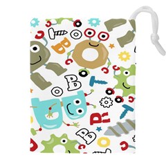 Seamless-pattern-vector-with-funny-robots-cartoon Drawstring Pouch (4xl) by Salman4z