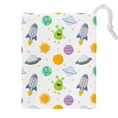 Seamless-pattern-cartoon-space-planets-isolated-white-background Drawstring Pouch (4xl) by Salman4z