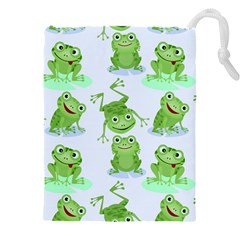 Cute-green-frogs-seamless-pattern Drawstring Pouch (4xl) by Salman4z
