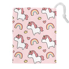 Cute-unicorn-rainbow-seamless-pattern-background Drawstring Pouch (4xl) by Salman4z