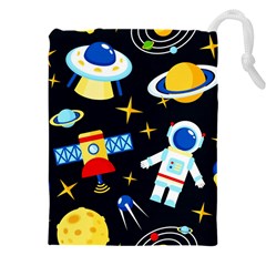 Space Seamless Pattern Drawstring Pouch (4xl) by Wav3s