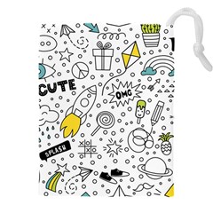 Set-cute-colorful-doodle-hand-drawing Drawstring Pouch (4xl) by uniart180623