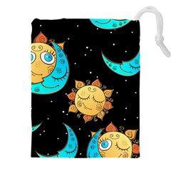 Seamless-pattern-with-sun-moon-children Drawstring Pouch (4xl) by uniart180623