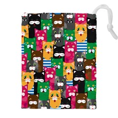 Cat Funny Colorful Pattern Drawstring Pouch (4xl) by uniart180623