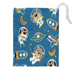 Seamless-pattern-funny-astronaut-outer-space-transportation Drawstring Pouch (4xl) by Simbadda