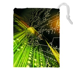 Machine Technology Circuit Electronic Computer Technics Detail Psychedelic Abstract Pattern Drawstring Pouch (4xl) by Sarkoni