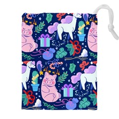 Colorful-funny-christmas-pattern Pig Animal Drawstring Pouch (4xl) by Amaryn4rt
