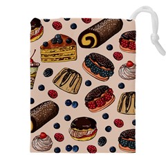 Seamless-pattern-with-sweet-cakes-berries Drawstring Pouch (4xl) by Amaryn4rt