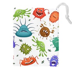 Dangerous Streptococcus Lactobacillus Staphylococcus Others Microbes Cartoon Style Vector Seamless P Drawstring Pouch (4xl) by Ravend