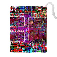 Technology Circuit Board Layout Pattern Drawstring Pouch (4xl) by Ket1n9