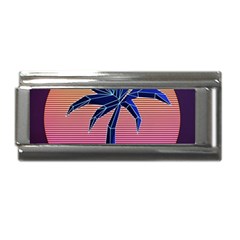 Abstract 3d Art Holiday Island Palm Tree Pink Purple Summer Sunset Water Superlink Italian Charm (9mm) by Cemarart