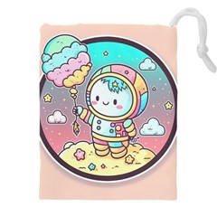 Boy Astronaut Cotton Candy Childhood Fantasy Tale Literature Planet Universe Kawaii Nature Cute Clou Drawstring Pouch (4xl) by Maspions
