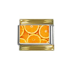 Oranges Textures, Close-up, Tropical Fruits, Citrus Fruits, Fruits Gold Trim Italian Charm (9mm) by nateshop